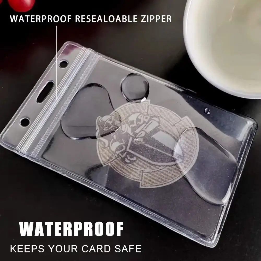 

1 шт., новый герметичный чехол для карт из ПВХ, прозрачный водонепроницаемый защитный чехол для именной карты, вертикальный/горизонтальный чехол для карточек сотрудника