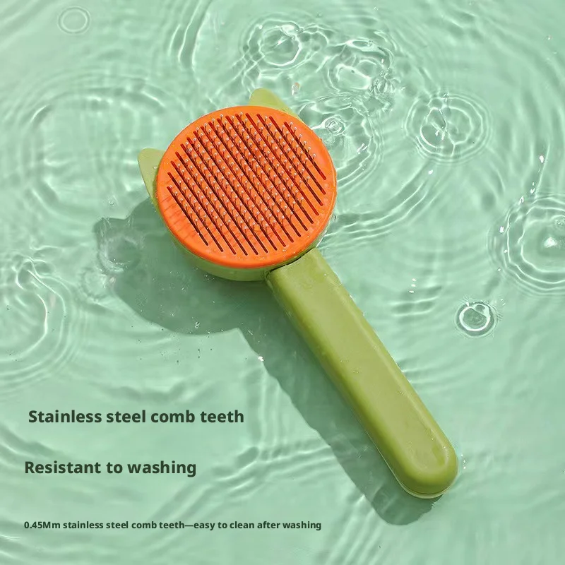 Sunflower Pet Grooming Comb One-Click Self-Cleaning Slicker Brush for Cats Dogs