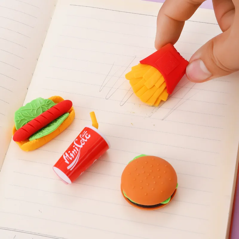 4-24 Stück Mini niedlichen Burger Radiergummi Kinder Spielzeug Geburtstags feier begünstigt Baby party Pinata Füller Belohnung Schule Briefpapier Geschenk verpackung