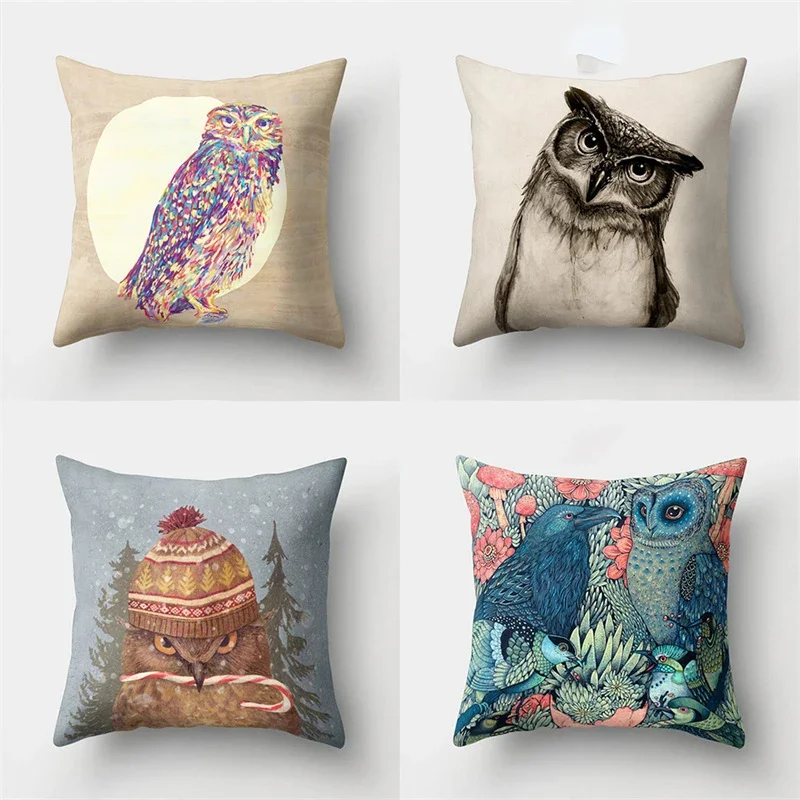 

Cute cartoon owl animal cushion pillowcase home living room sofa bedroom car decoration waist