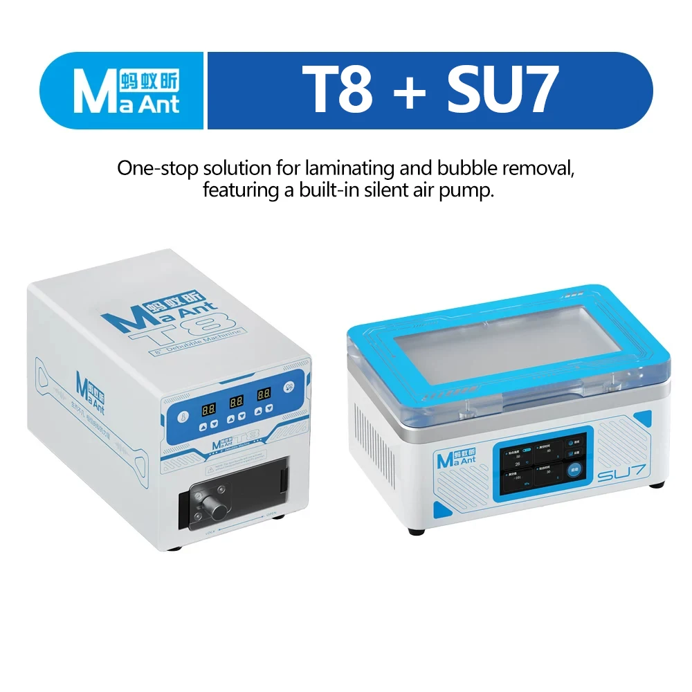 MaAnt SU7 T8 Silent Vacuum Laminator & Defoamer OCA Machine for Mobile Straight Screen LCD Glass Laminating Repair Tool