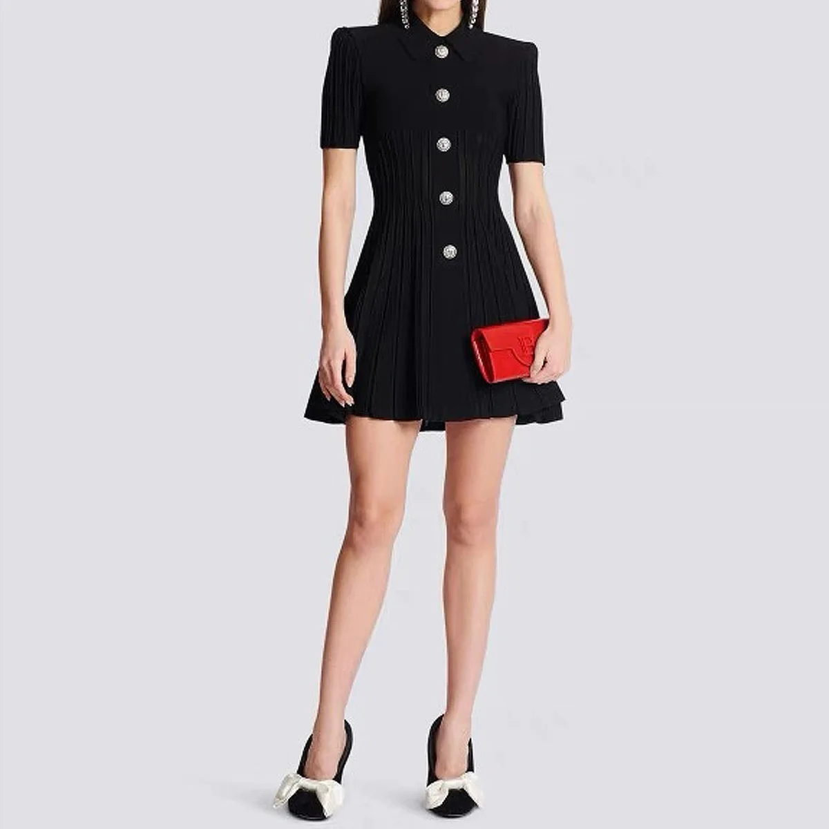 

High-quality European American summer new knitted lapel slim-fit A-line dress for women ropa mujer women's casual dresses robe