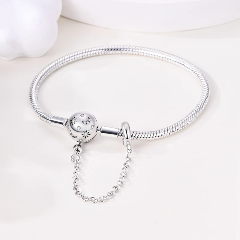 Original Armbänder 925 Silber 17-20 CM Herz Sicherheit 3mm Kette Schlange Knochen Armband Fit DIY Charms perle Geburtstag Schmuck Geschenke – Detail 35