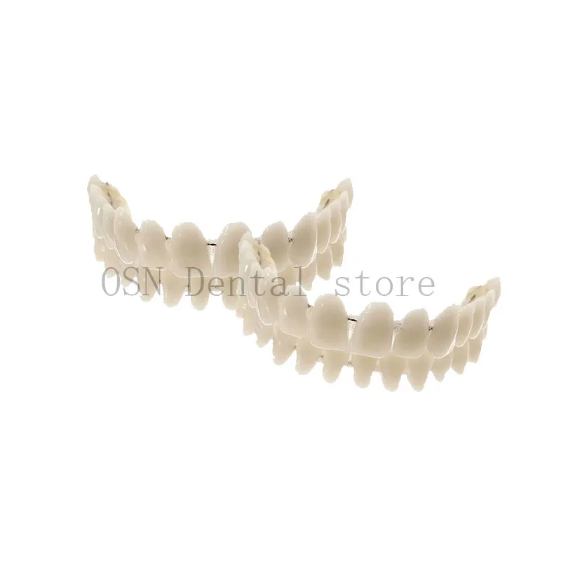  28 Pcs Resin False Teeth Denture Teeth Natural Shade Improve Smile Top Bottom Fake Teeth Dental Teaching Model