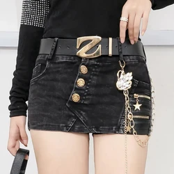 Fashion Denim Short Skirt Women Streetwear Spring/Summer 2025 New Slim Stretch Sexy Wrapped Hip Skirt Female Casual Hot Pants