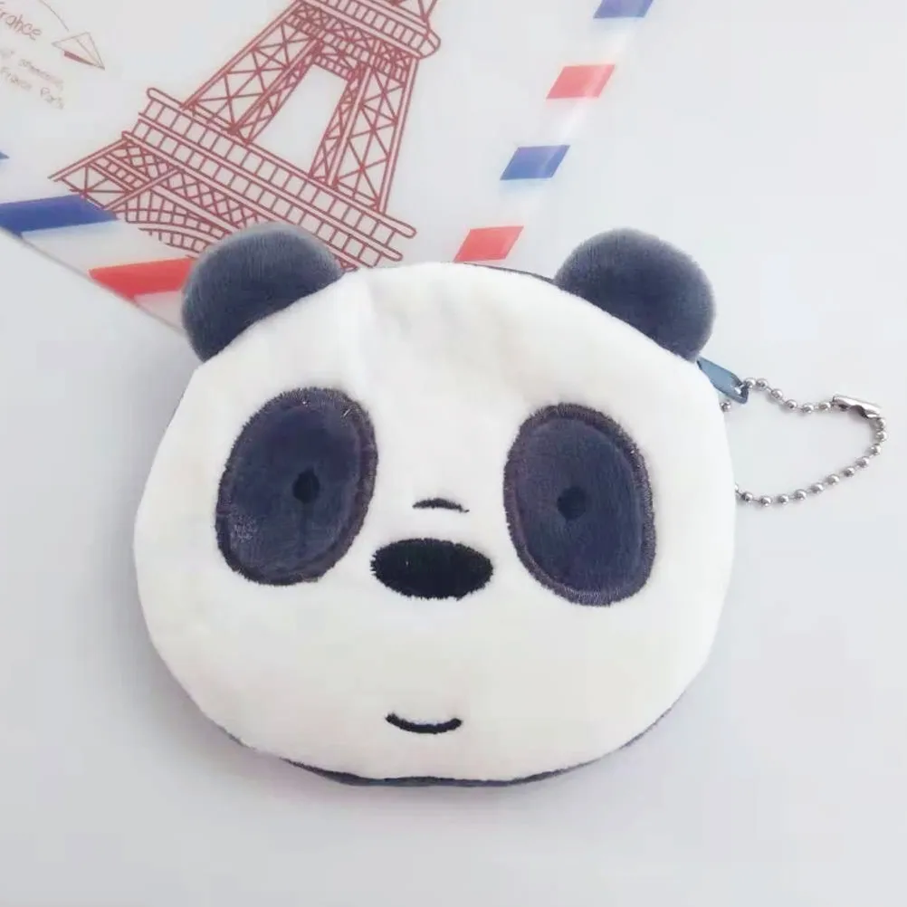 12 Pcs Cute Bear Panda Animal Plush Purse /Fashion Small Hand Wallet / Key Zipper Data Wire Storage Coin Bag/Pouch