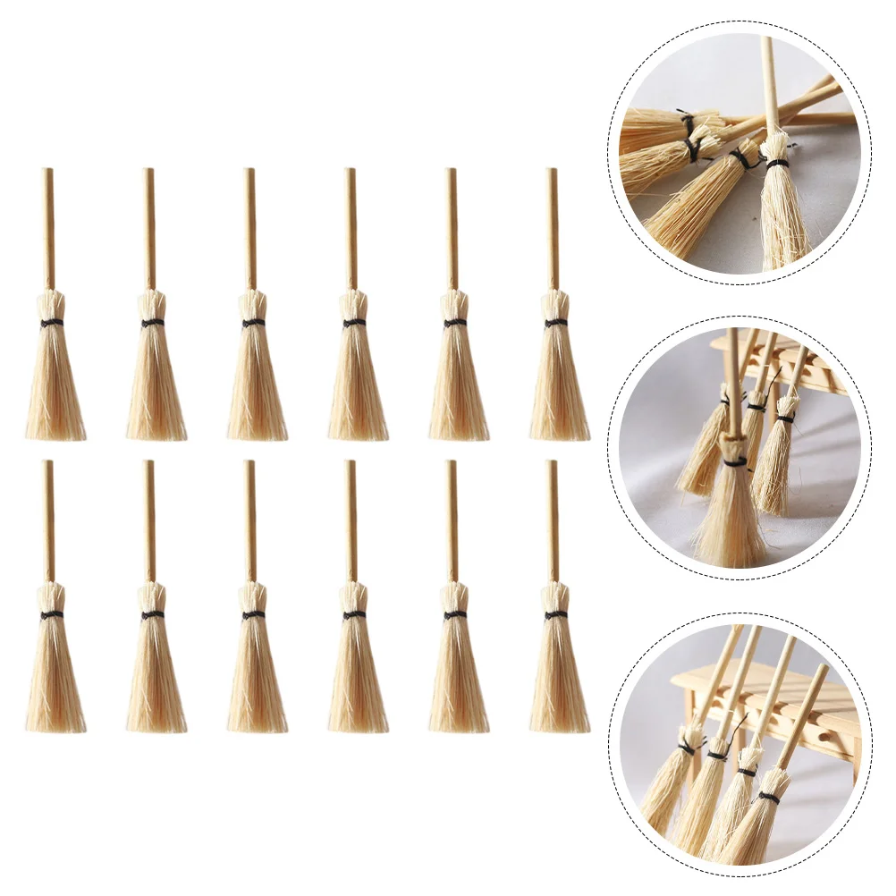 

20 Pcs Mini Broom Simulated Brooms Photo Prop Toy Pendant Craft Natural Bamboo Desktop Decor Playhouse