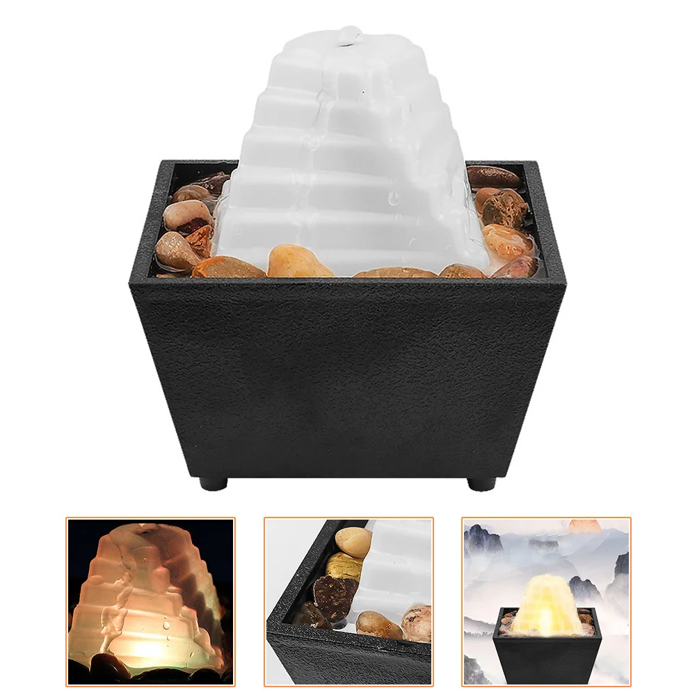 

1Set Creative Tabletop Fountain LED Light Indoor Zen Relaxation Desk Waterfall Mini Water Fountain Home Office Decor