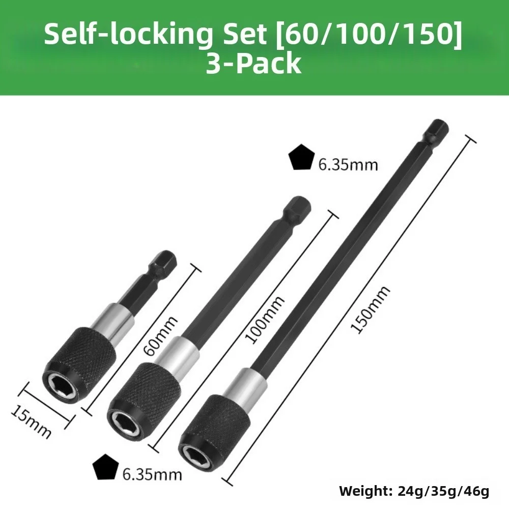 5PCS Hexagonal Quick Release Self Locking Extension Bar for 6.35mm Shank Drill Driver Tools with Magnetic Bit Holder