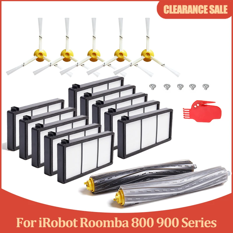Kit de pièces détachées pour aspirateur iRobot Roomba, brosse latérale, filtre HEPA, brosse principale pour aspirateur iRobot, séries 800 870 880 900 980