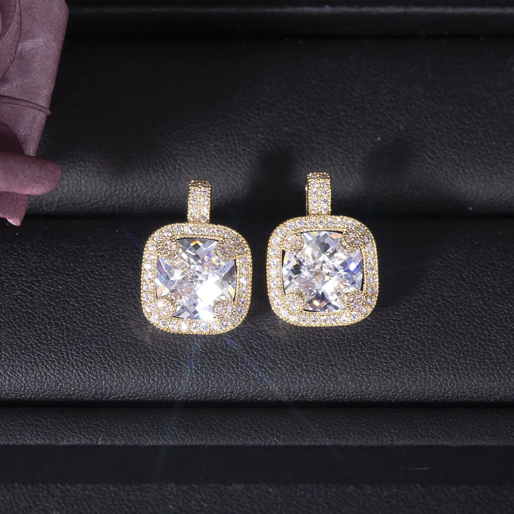 

Luxury Trendy Daily Sparkling Majic Box Stud Earrings For Women Wedding CZ Brincos Boucle d'oreille Bohemia Brazil Jewelry E4200