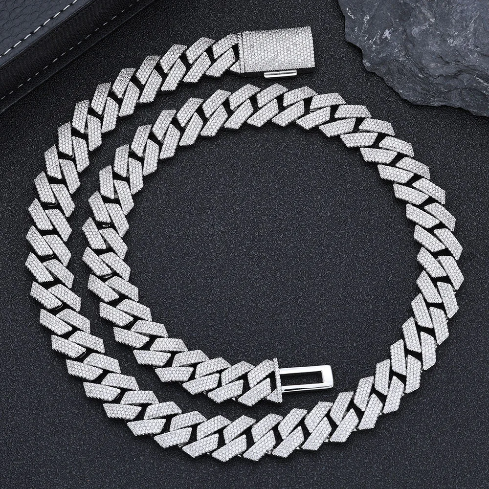 

Hip Hop Jewelry 15mm Full Iced Out Cuban Necklace Cubic Zirconia Sparkling Diamond High-quality Jewelry Dropshipping