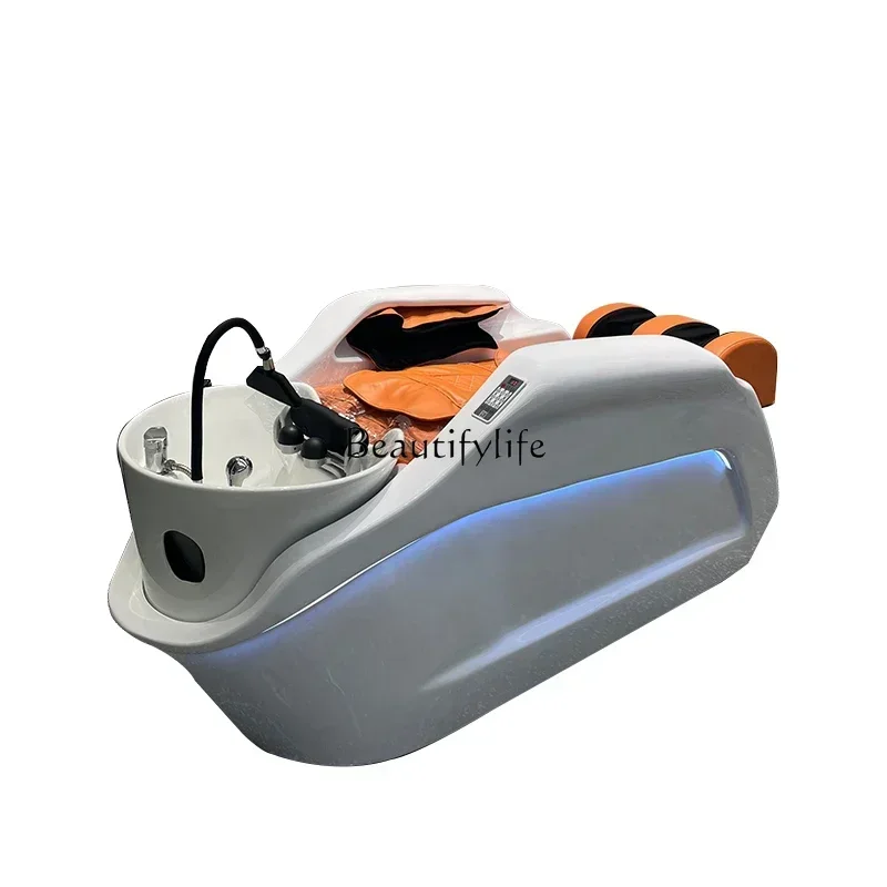 Intelligent Electric Head Massage Treatment Fumigation Half Lying Flushing Bed for Hair Salon Ceramic Basin