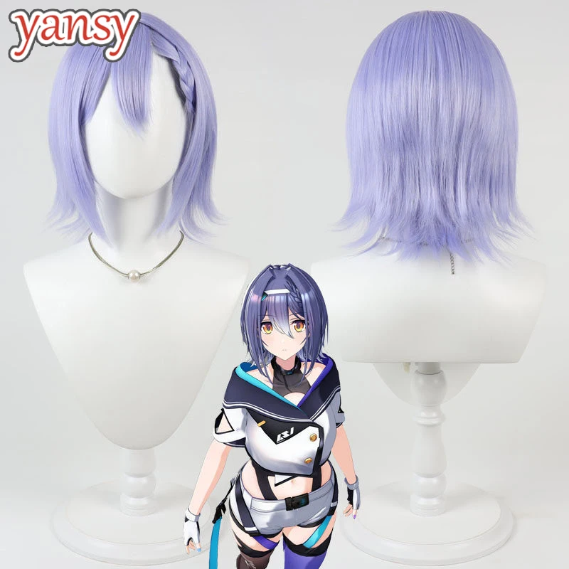 

Yansywig Synthetic Hair Etra Cosplay Wigs Virtual YouTuber Etra Halloween 25cm Short Straight Light Purple Wig Heat Resistant