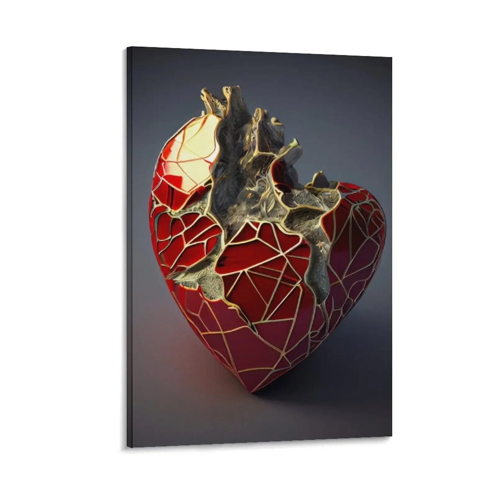 

Kintsugi red gold silver heart decaying broken Canvas Painting wall art canvas painting Paintings for bedroom