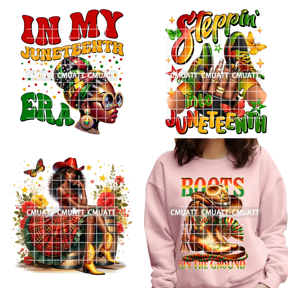 

In My Era Steppin Into Juneteenth 1865 Independence Days Afro Girls Iron on DTF Transfers Stickers Ready to Press for Clothing