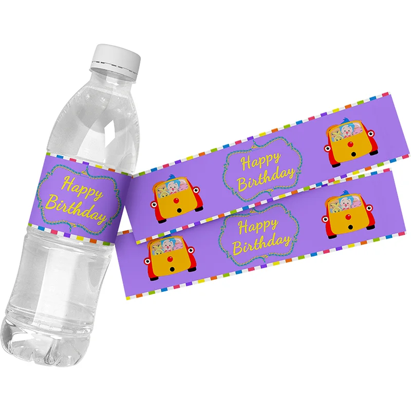 6pcs Clown Cartoon Birthday Party Self-adhesive Mineral Water Bottle Labels Stickers Baby Shower Clown Supplies Decor