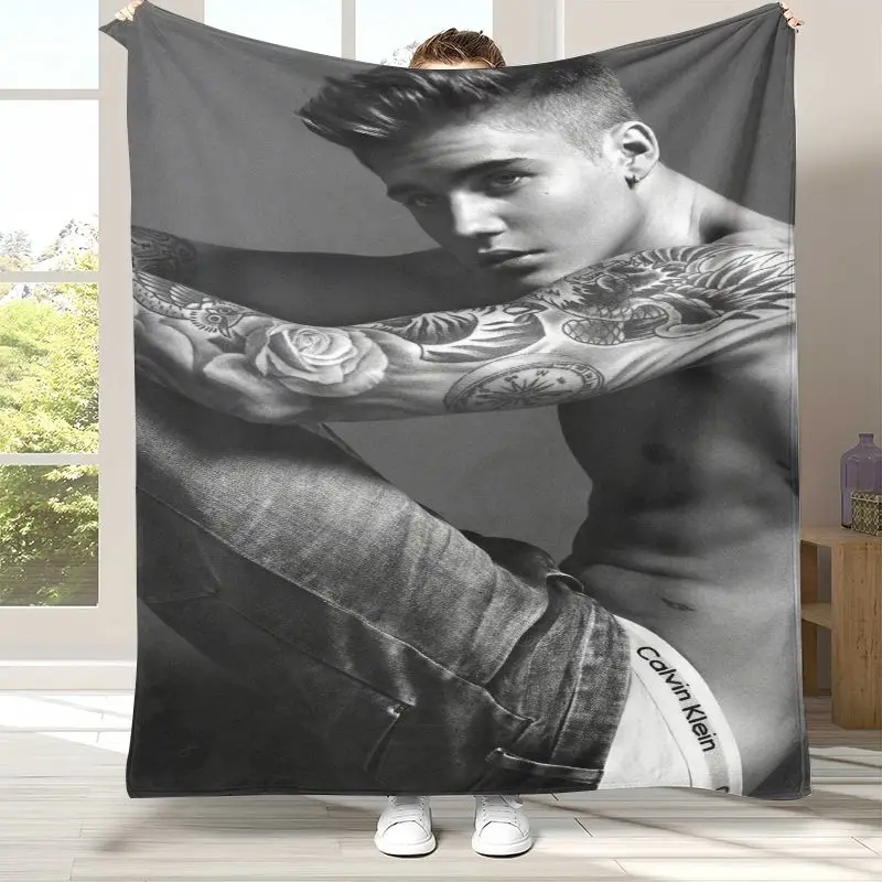 Fashion Justin B-Bieber Singer Flannel Blanket,Ultra Soft Warm Plush Throw for Home Bedroom Bed Sofa Cover Office Camping Picnic