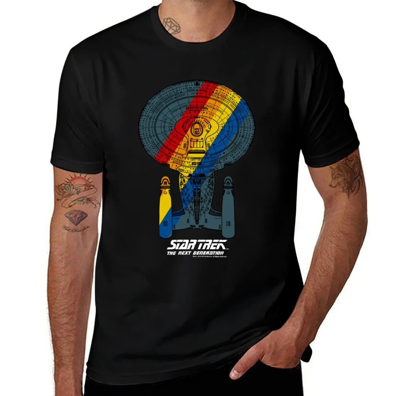 

Star Trek Next Generation Ship Portrait Rainbow Fill T-Shirt essential t shirt g man t shirts for men