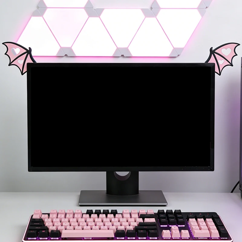 Niedliche Dämonenflügel-Monitordekoration, Maßgefertigtes Gaming-Tisch-Computerbildschirm-Ornament, Kawaii Anime-Stil Computerzubehör für Mädchen