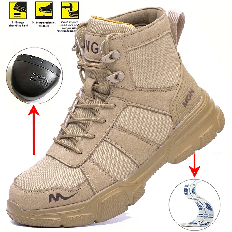 

Дышащая безопасная рабочая обувь, водонепроницаемая обувь со стальным носком, мужские легкие нескользящие кроссовки для промышленного склада, походные ботинки
