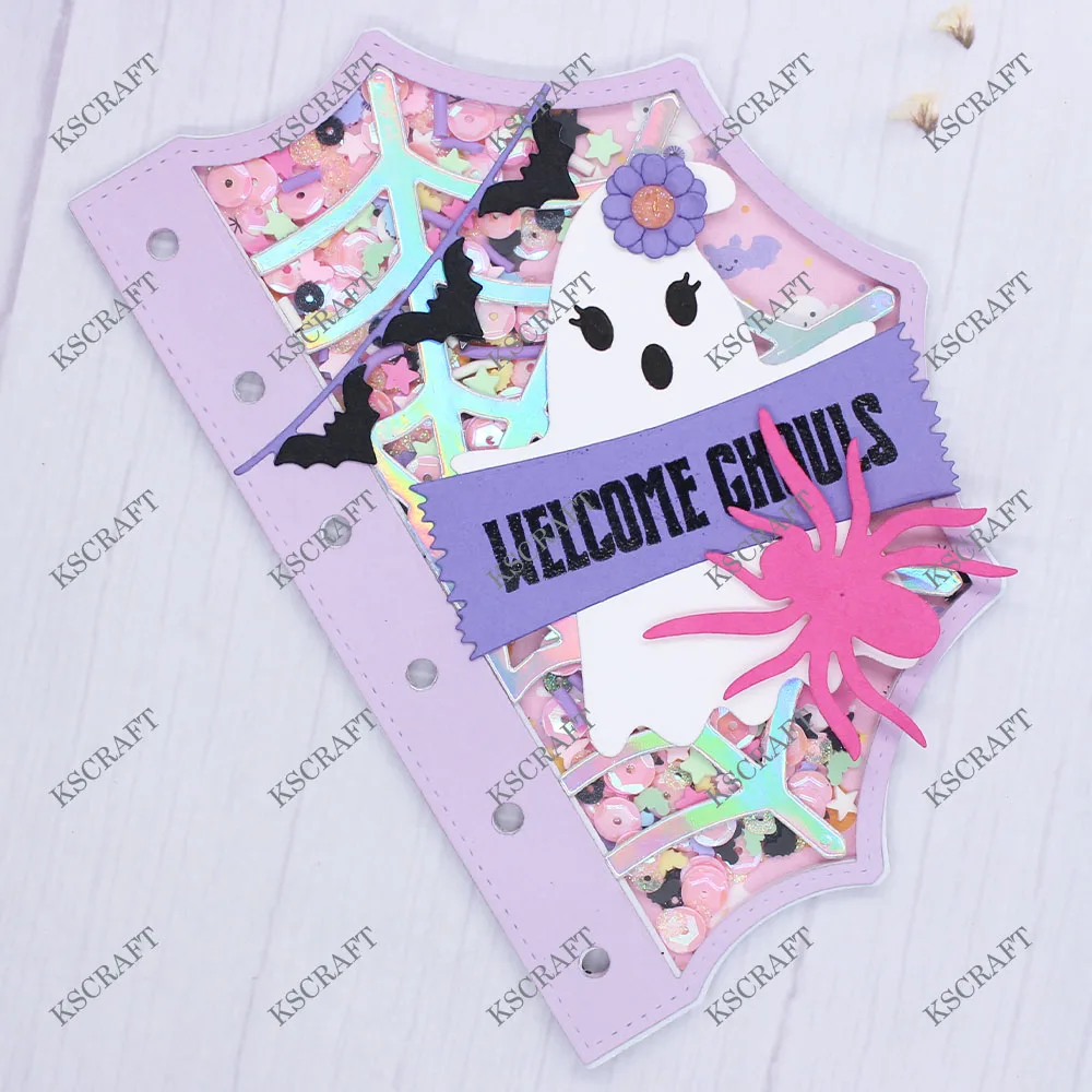 KSCRAFT Halloween Spiderweb Mini Album Cutting Dies Stencils for DIY Scrapbooking Decorative Embossing DIY Paper Cards