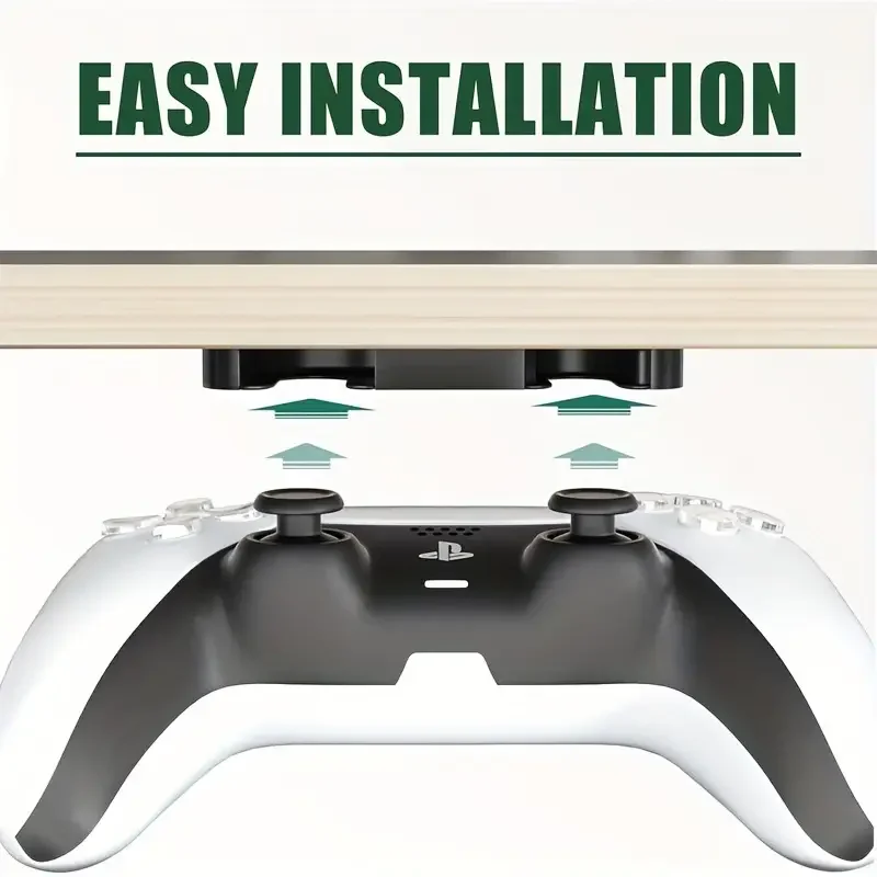 Desk Mount Fit for PlayStation 5/PlayStation 4, PS5/PS4 Controller Holder Storage Rack, No Drilling Stick Under Desk Stand Hang