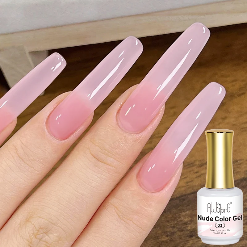 AWStorG 15 мл Прозрачный гель-лак Jelly Nude Pink для маникюра, УФ/LED, глянцевый, натуральный, стеклянный эффект, для салонов и домашнего использования, для дизайна ногтей