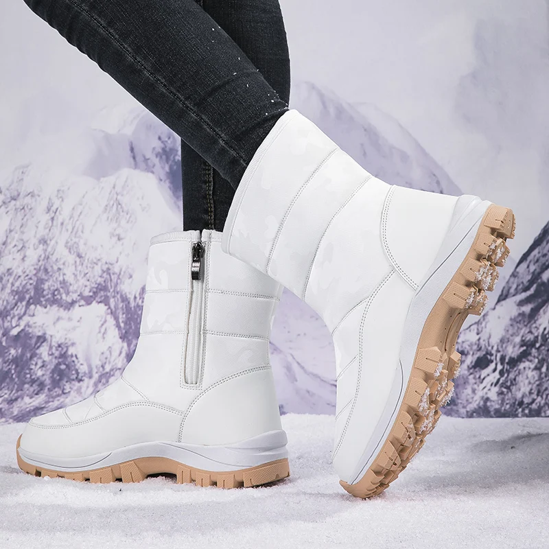 Stivali da neve da donna alti più in velluto Scarpe comode da donna antiscivolo in cotone Stivali impermeabili da esterno Scarpe sportive da donna