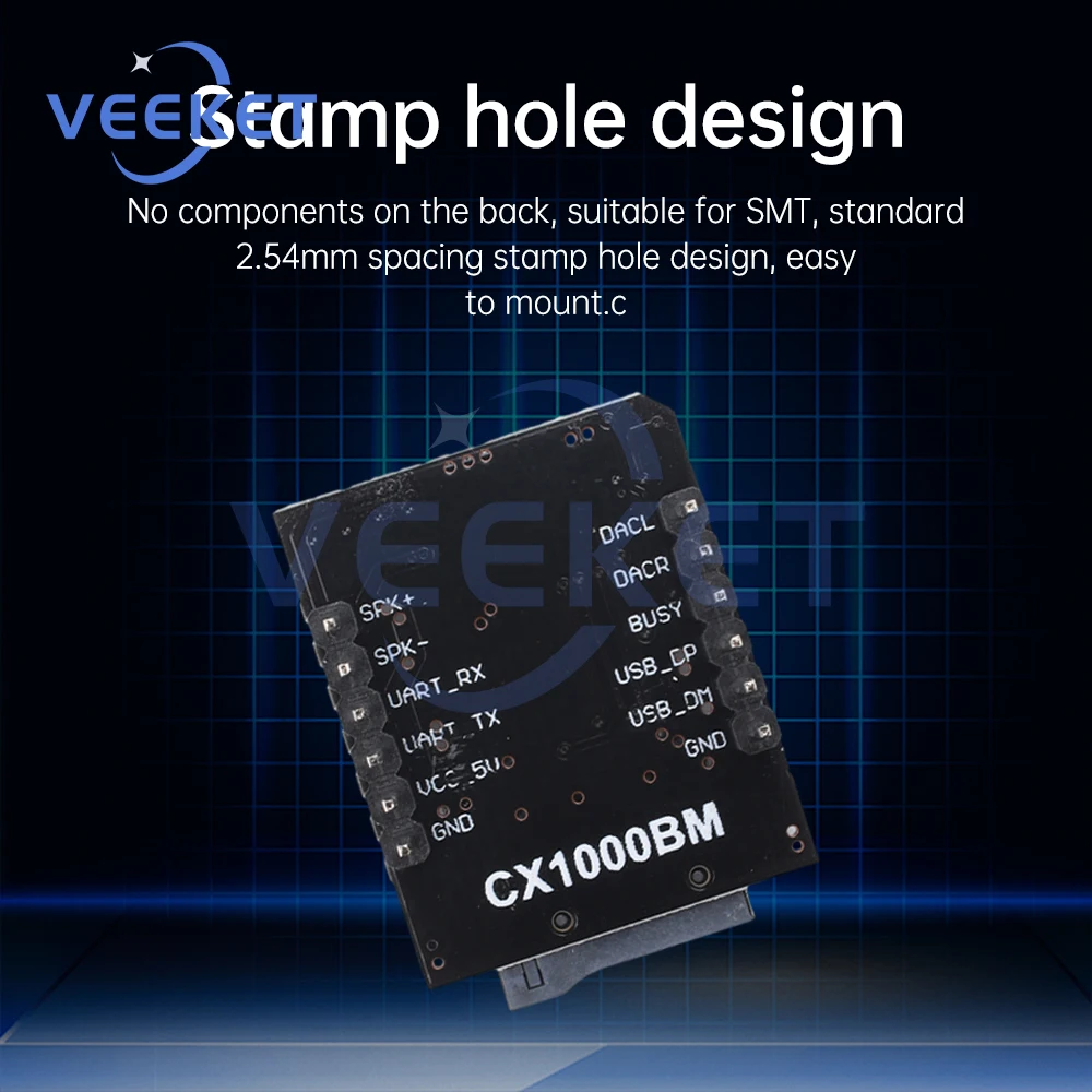 CX1000BM Serial Port MP3 WAV Voice Chip Module Voice Broadcast Custom Audio Module Supports TF Card D-class Amplifier Board