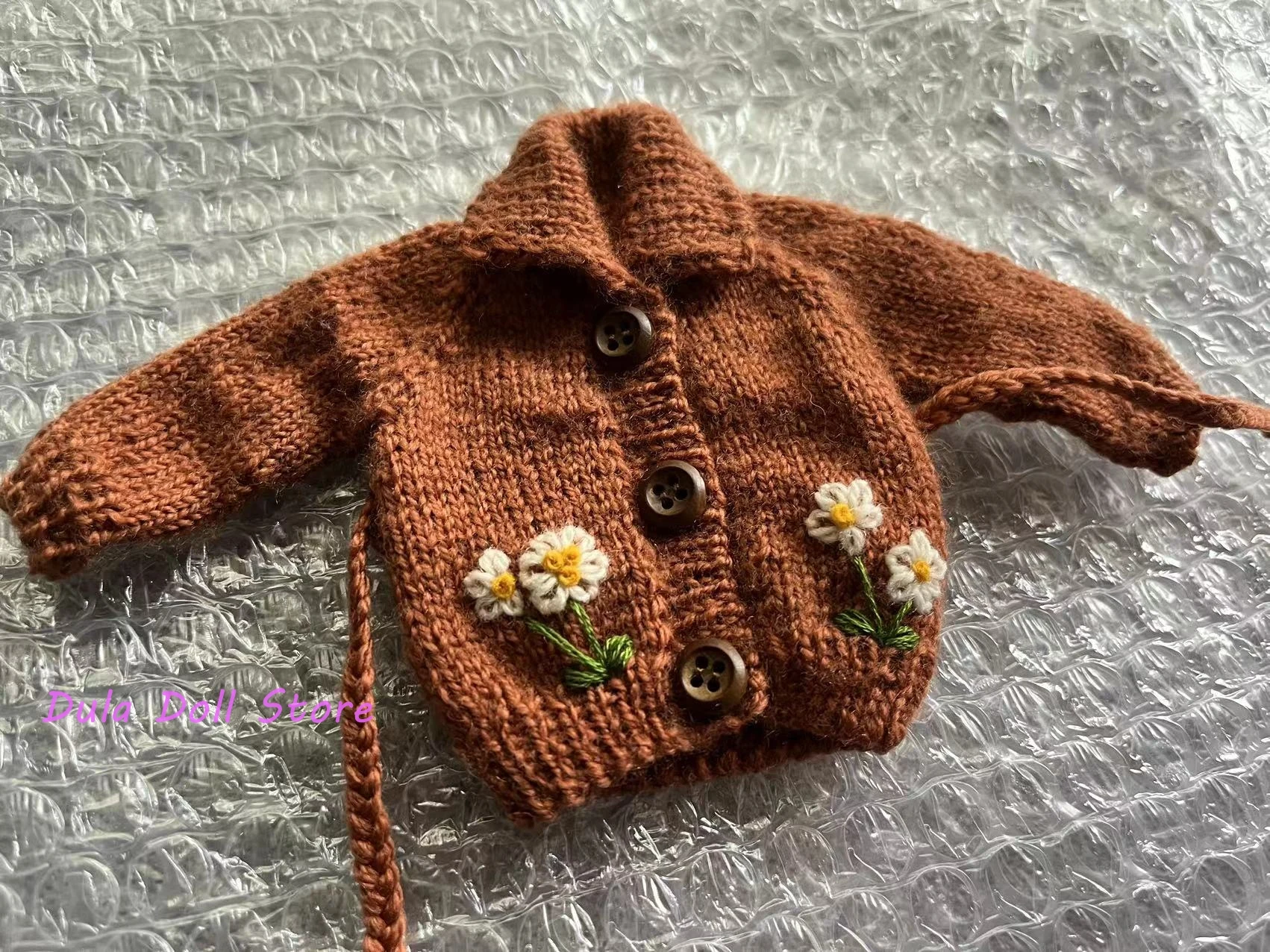 Dula Doll Clothes Dress Handmade Daisy brown wool sweater Blythe Qbaby ob24 ob22 1/6 6 points body doll