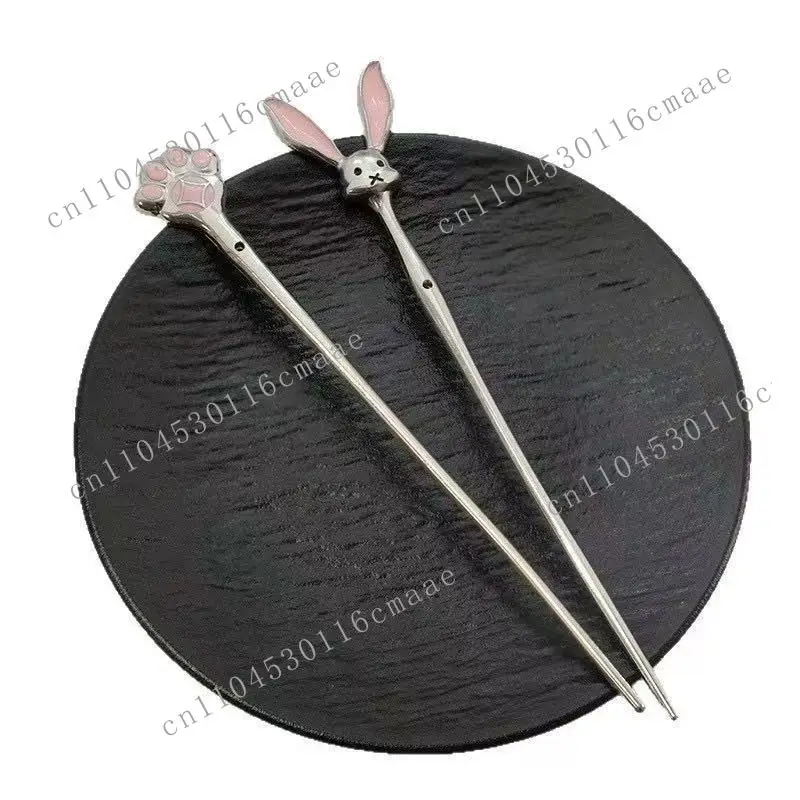 Cute Long-eared Rabbit Hairpin Women's Modern Simple Daily Disc Hairpin Children's Headgear Versatile Temperament Hairpin