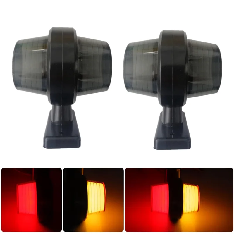 New 2PCS Double Red Amber LED Side Lights Truck Outline Lamp Trailer Side Marker Light Car Caravan Accessories LED Lamp Lighting