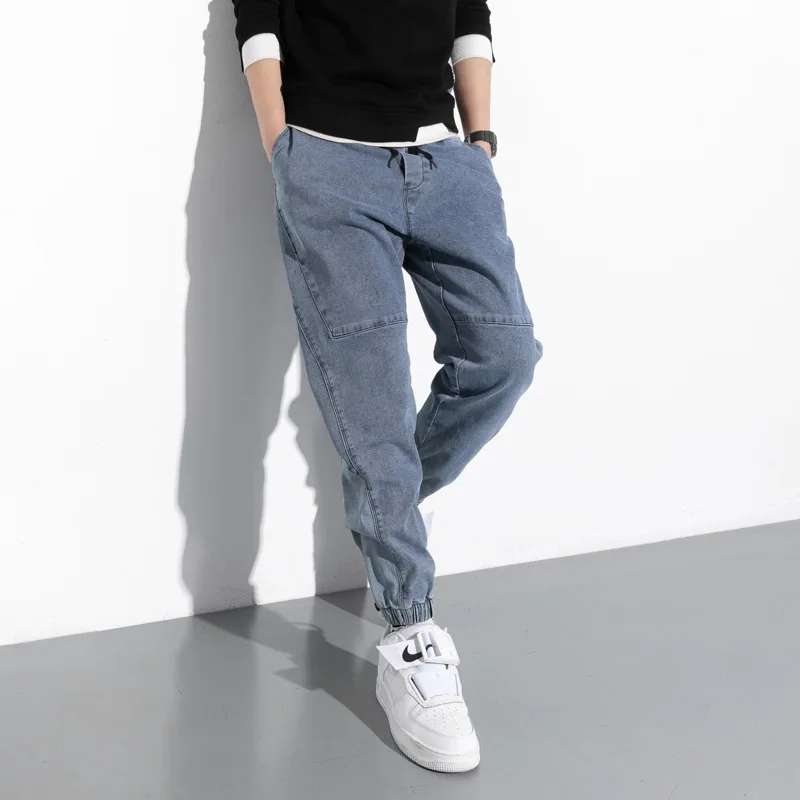 

Jeans Men's 2023 New Loose Beam Overalls Boys Fashion Tide Brand Harlan Nine Points Casual Pants Cargo Pants Men Men Pants