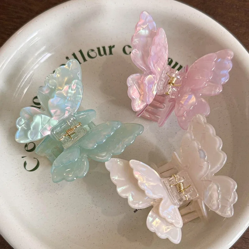 Colorful Fairy Butterfly Hair Claw Acetate Sweet Princess Butterfly Crab Hair Clips for Women Girls Hairpin Hair Accessories