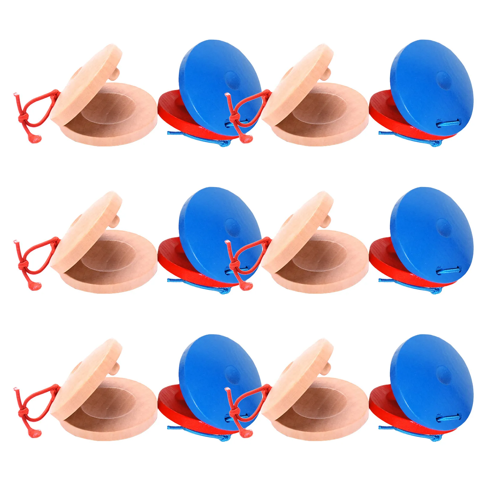 12Pcs Percussion Instruments Wooden Castanets Colorful Lightweight Finger Clappers Preschool Music Soundboard Instruments