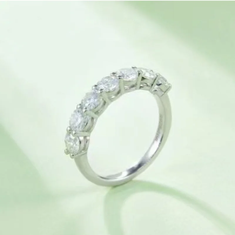 BIJOX STORY 3mm Gemstone Moissanite Ring for Women S925 Silver White Gold Stackable Wedding Band Diamond Matching Gift