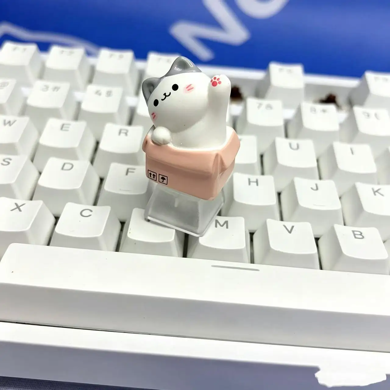 DIY Cute cardboard box kitten resin translucent R4 personalized three-dimensional translucent mechanical keyboard cross axis ESC