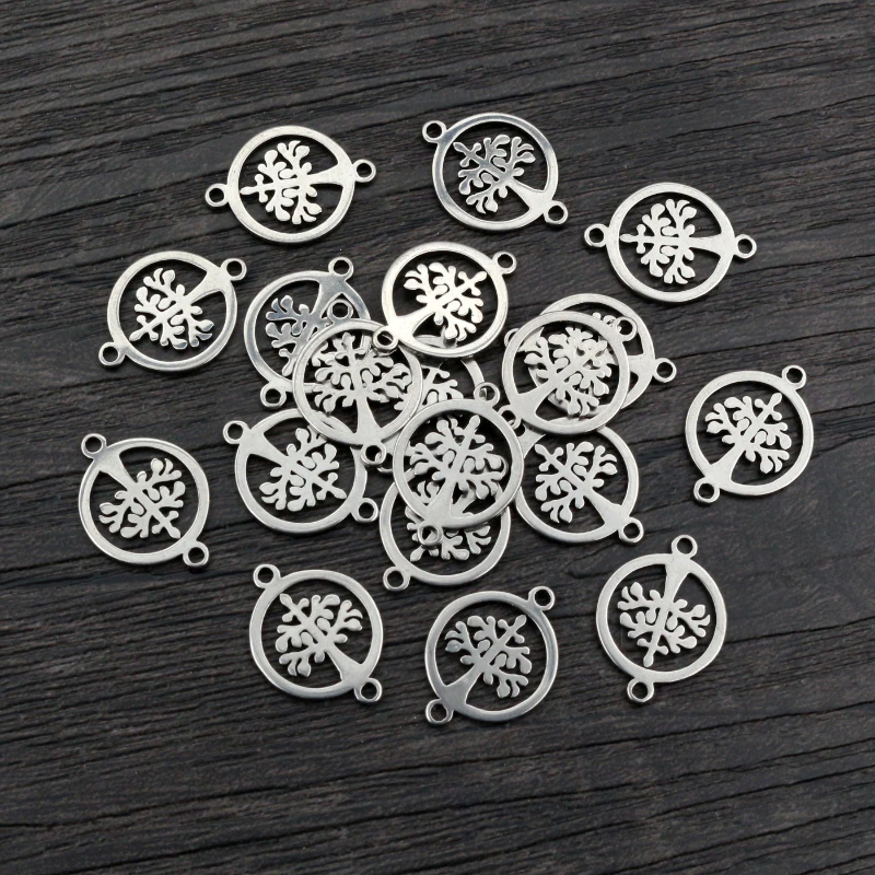 

20pcs 16x12mm No Fade 316 Stainless Steel Double Loops Tree Charms Pendant DIY Jewelry Connector Findings for Necklace Bracelet