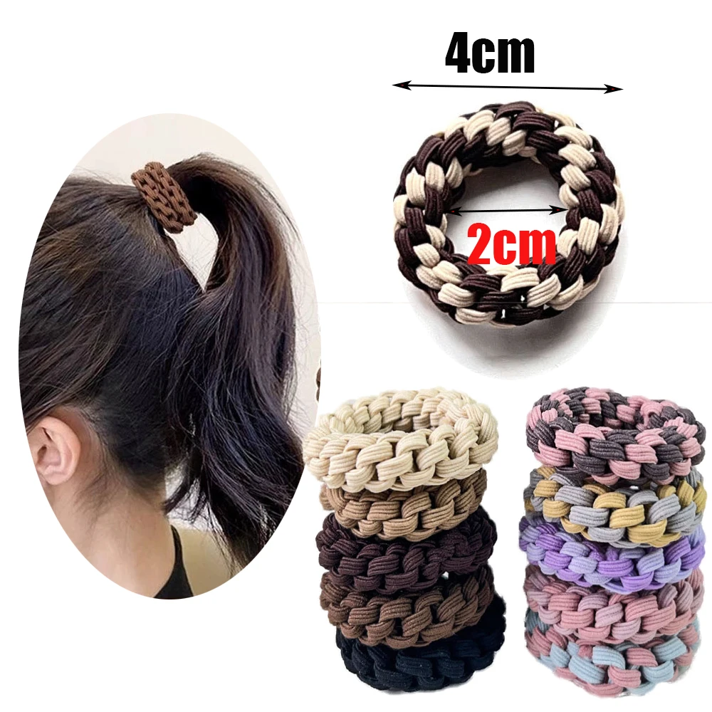 4Pcs/Lot Girl Hair Band Accessories Fashion Large Hair Ties Solid Color Elastic Scrunchies For Women Ponytail Hairstyle