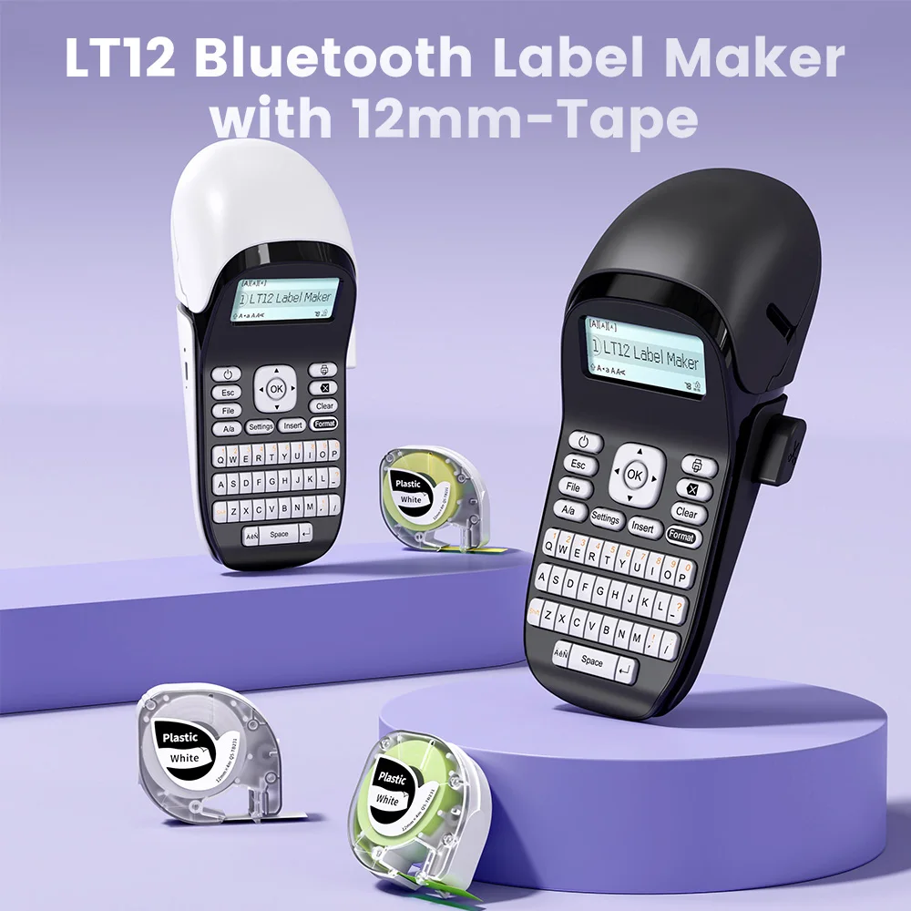 LT12 Label Maker Портативный бесчернильный принтер для этикеток Bluetooth Ручной принтер для наклеек для офиса и дома Qwerty Клавиатура One-Touch Key LT12 Label Maker Портативный бесчернильный принтер для этикеток Bluetooth Ручной принтер для наклеек для офиса и дома Qwerty Клавиатура One-Touch Key