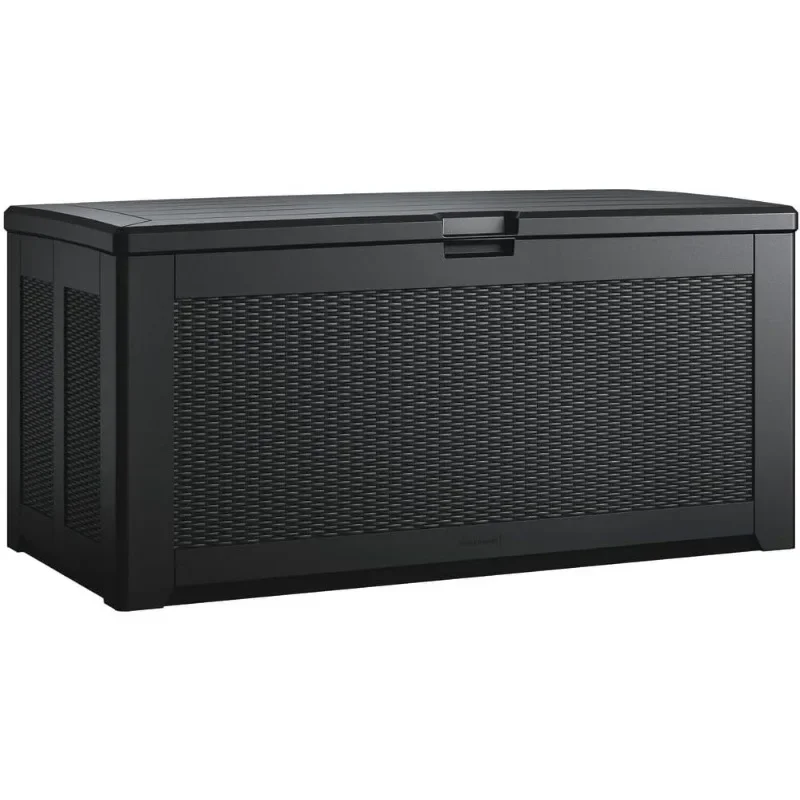 Weather Resistant, Black, Deck Organization for Home/Backyard/Pool,Large Resin Outdoor Storage Deck Box (134 Gal).