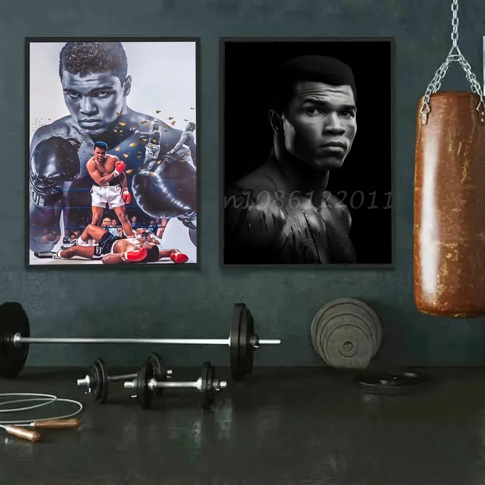 1 قطعة الملاكم M-محمد علي المشارك ذاتية اللصق الفن ورق مقاوم للماء ملصق مقهى بار غرفة جدار ديكور