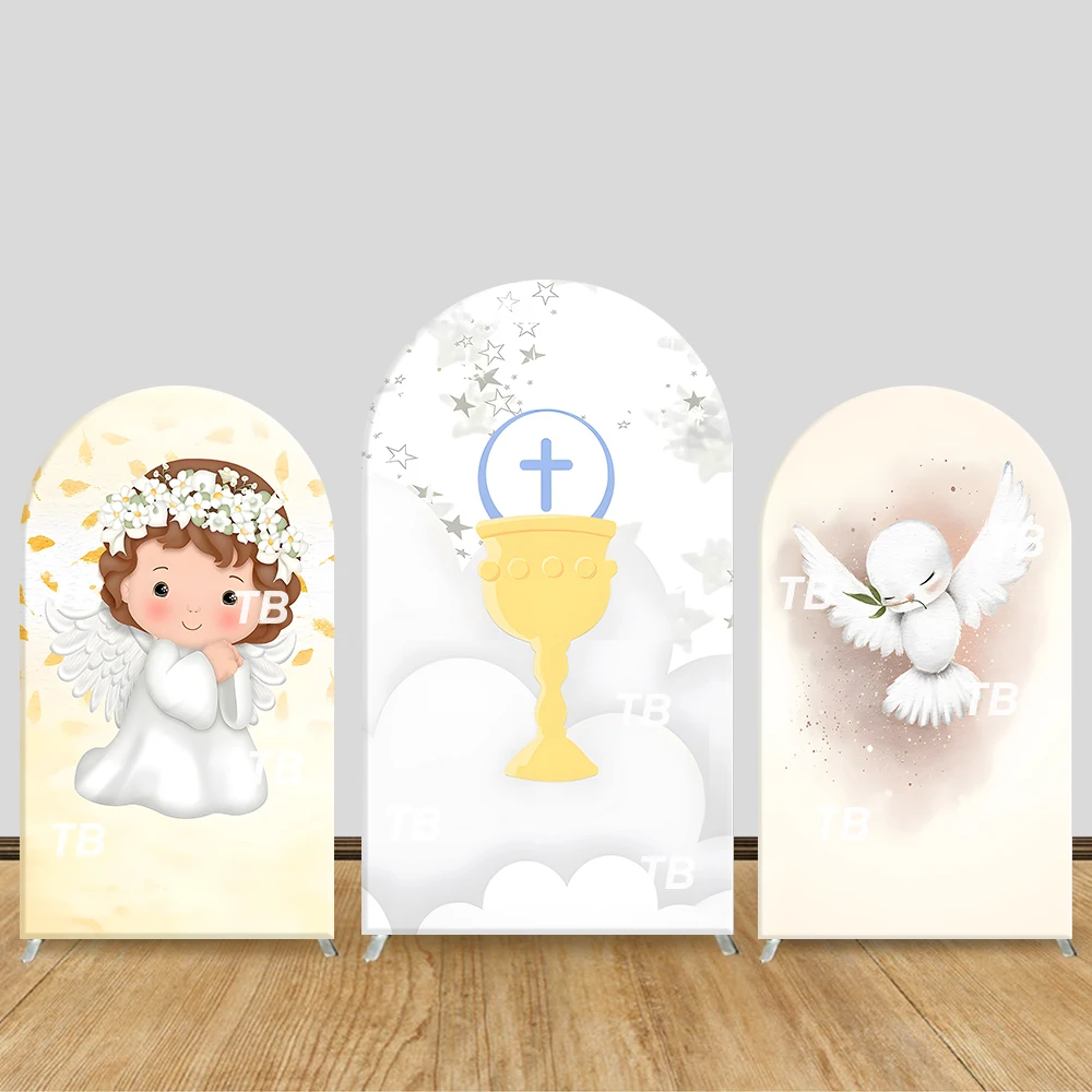 

First Communion Arch Backdrop Cover Angel Chalice Dove Theme Party Decor Photo Booth Supplies