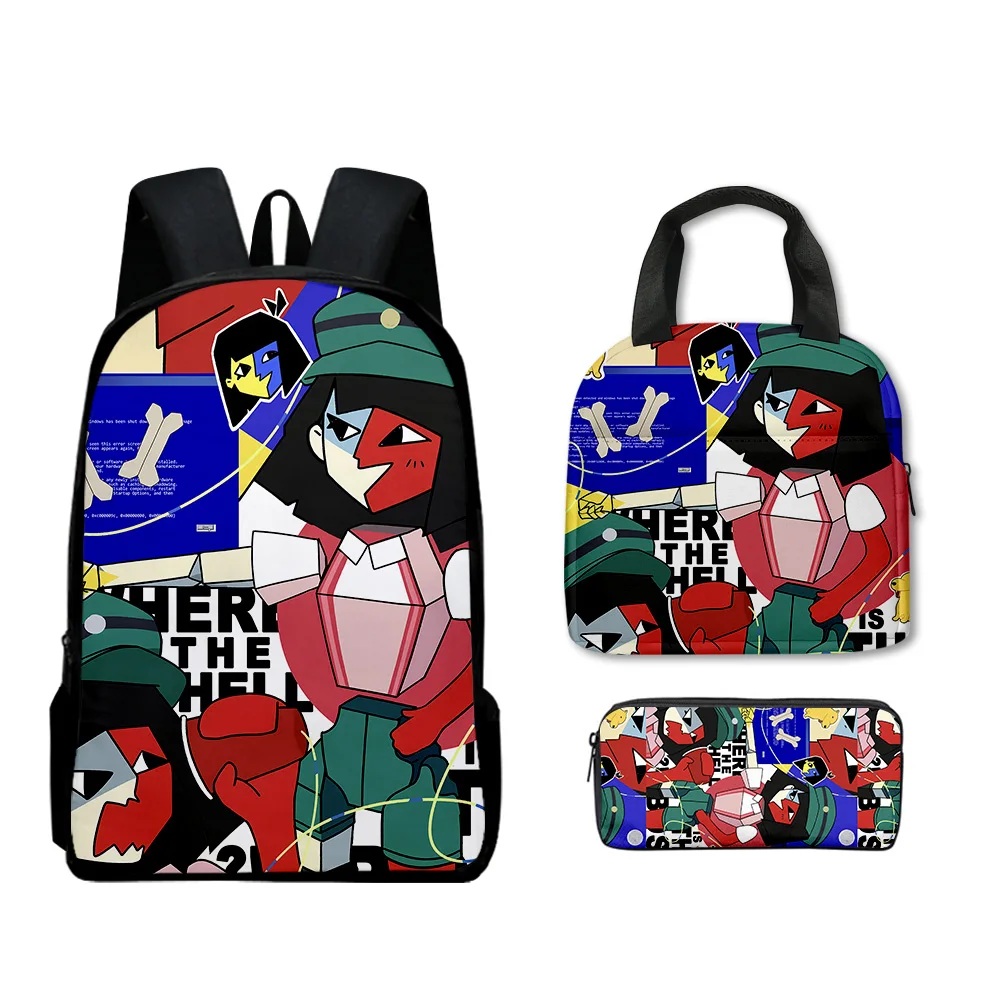 

Cartoon Popular Funny Novelty ENA Dream BBQ 3D Print 3pcs/Set Student School Bags Laptop Daypack Backpack Lunch bag Pencil Case