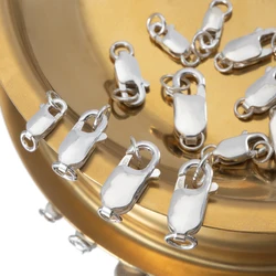 2pcs 925 Sterling Silver Rectangular Spring Buckle Lobster Clasp Bracelet Necklace Connector 8/10/12/14mm for DIY Jewelry Making