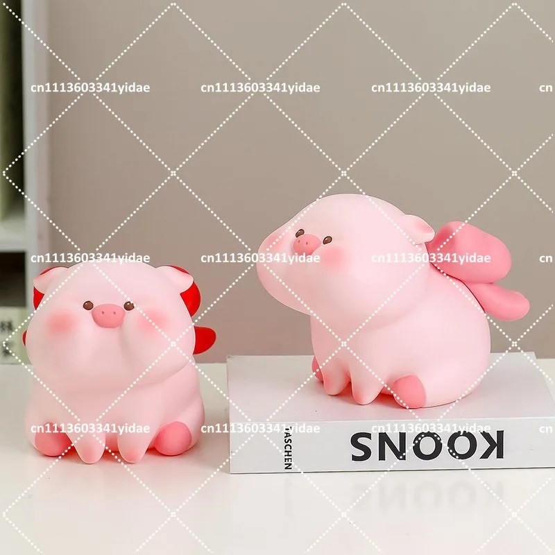 Cartoon Pig Miniature Figurine Cute Resin Craft Savings Bank Desk Decor Home Decoration Creative Accessory