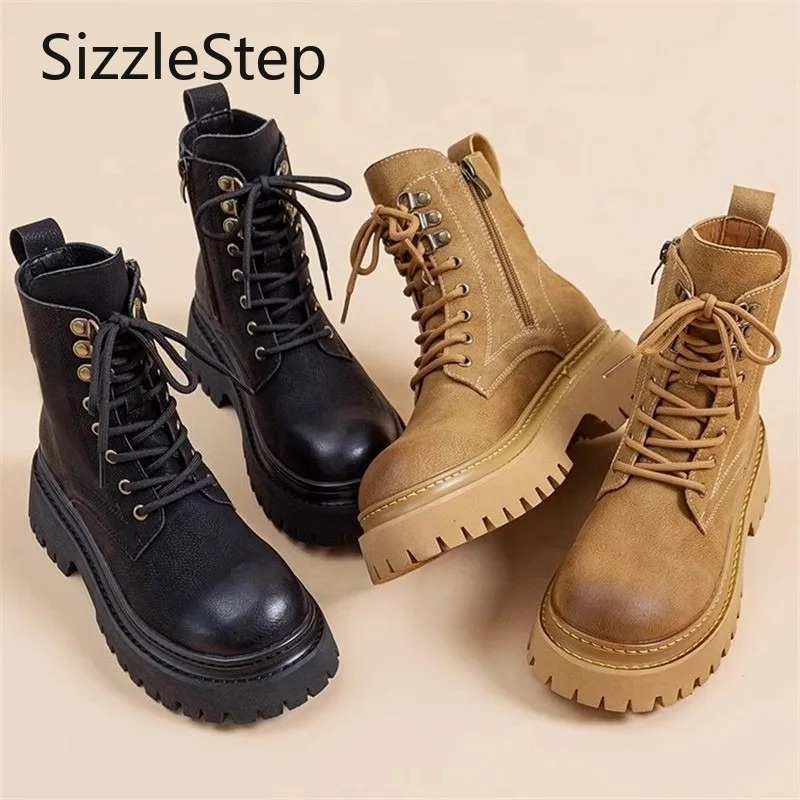 

New Autumn/Winter Collection: British Style Ankle Boots with Thick Soles and Platform Heels (biker Boots)