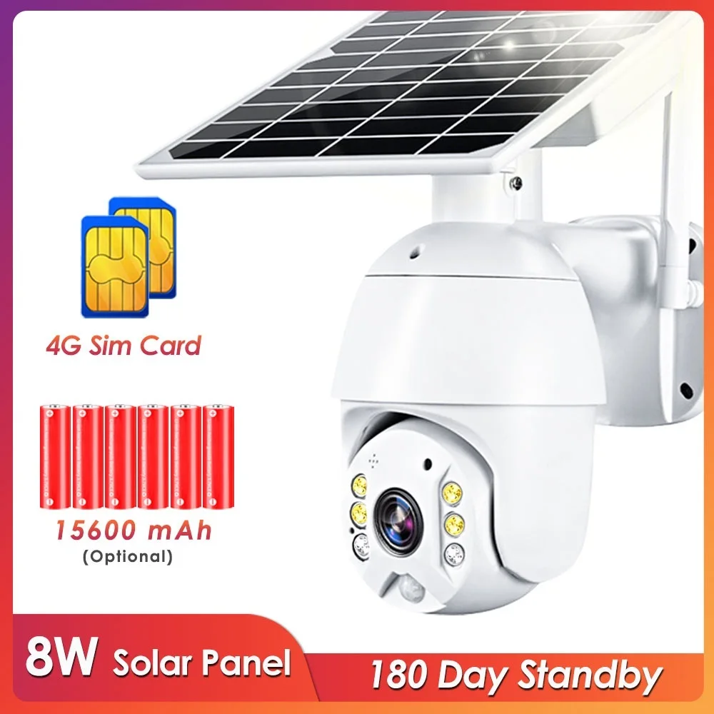 New Wireless Surveillance Camera Solar CCTV Security Camera Outdoor WiFi Battery Camera 4G SIM Card 1080P Rechargeable IP