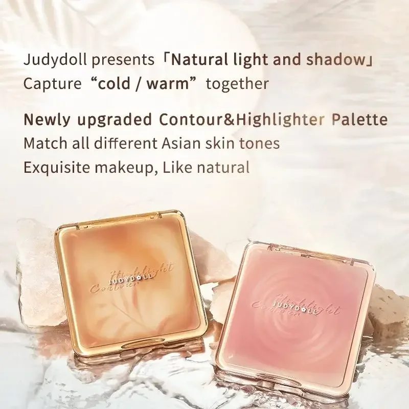 Judydoll 2 IN 1 Highlighter Contour Palette Face Lasting Glow Brighten Contour Shimmer Matte Powder 3D Nose Shadow Cosmetics